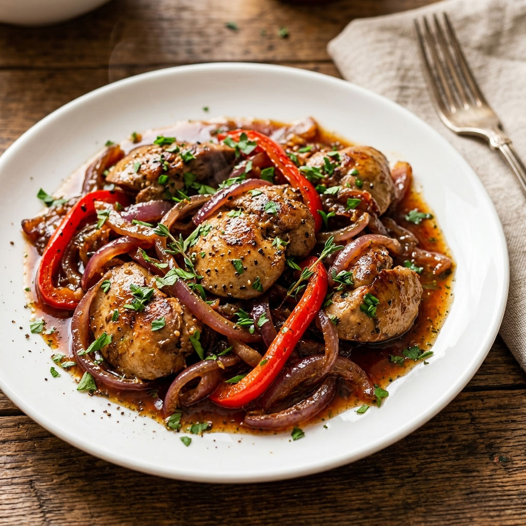 Roasted Chicken Livers with Onions